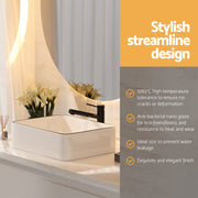 Cefito Bathroom Basin Ceramic Vanity Sink Hand Wash Bowl Above Counter 48x37cm CB-480-WH-BK