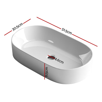 Cefito Bathroom Basin Ceramic Vanity Sink Hand Wash Bowl 52x31cm CB-8014-WH