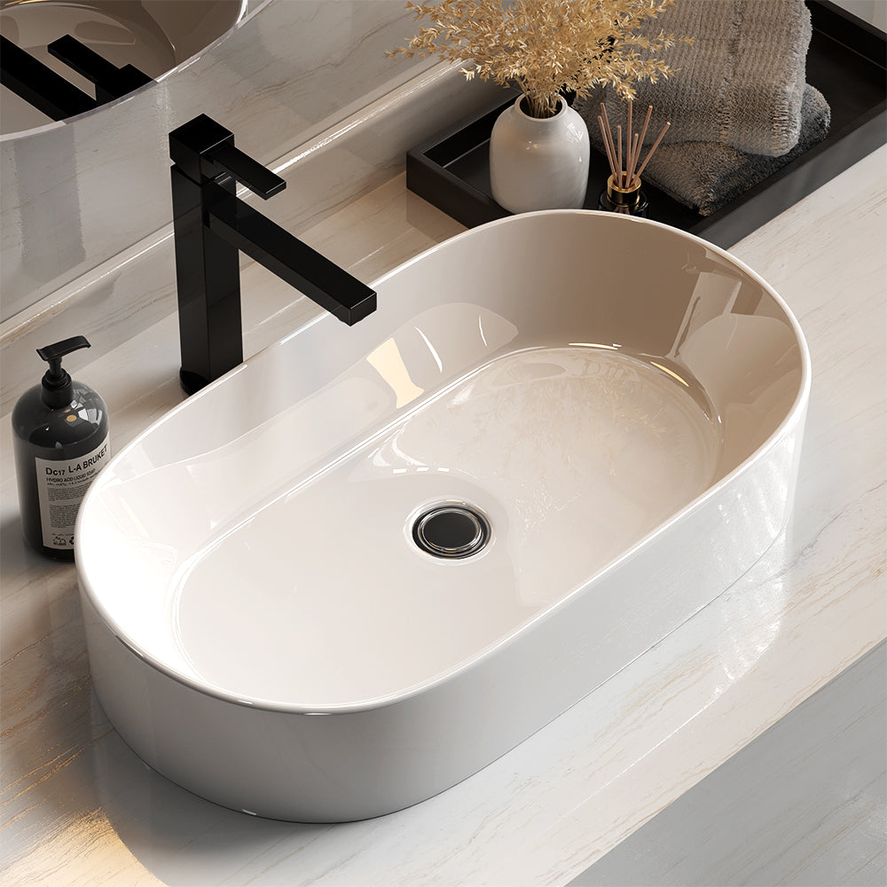 Cefito Bathroom Basin Ceramic Vanity Sink Hand Wash Bowl 52x31cm CB-8014-WH