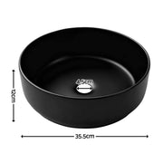 Cefito Bathroom Basin Ceramic Vanity Sink Vessel Bowl Wash Matte Black Round Countertop CB-8017-BK