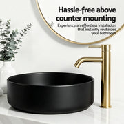 Cefito Bathroom Basin Ceramic Vanity Sink Vessel Bowl Wash Matte Black Round Countertop CB-8017-BK