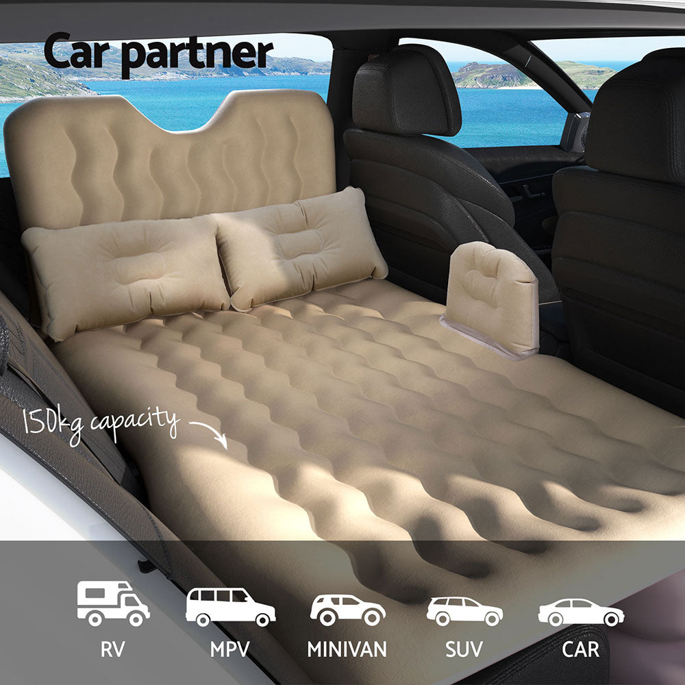 Weisshorn Car Mattress 176x80 Inflatable SUV Back Seat Camping Bed Beige CB-MT-135X80X50-BG