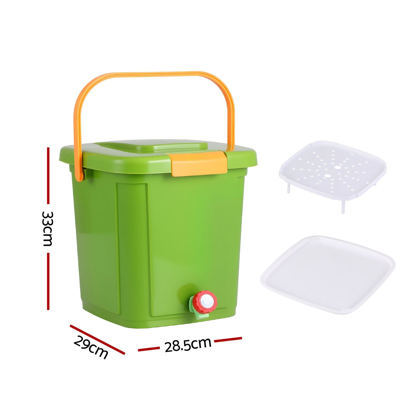 Gardeon 15L Kitchen Compost Bin Food Waste Caddy Drain Tap Green CBIN-15L-GN