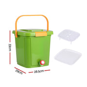 Gardeon 15L Kitchen Compost Bin Food Waste Caddy Drain Tap Green CBIN-15L-GN