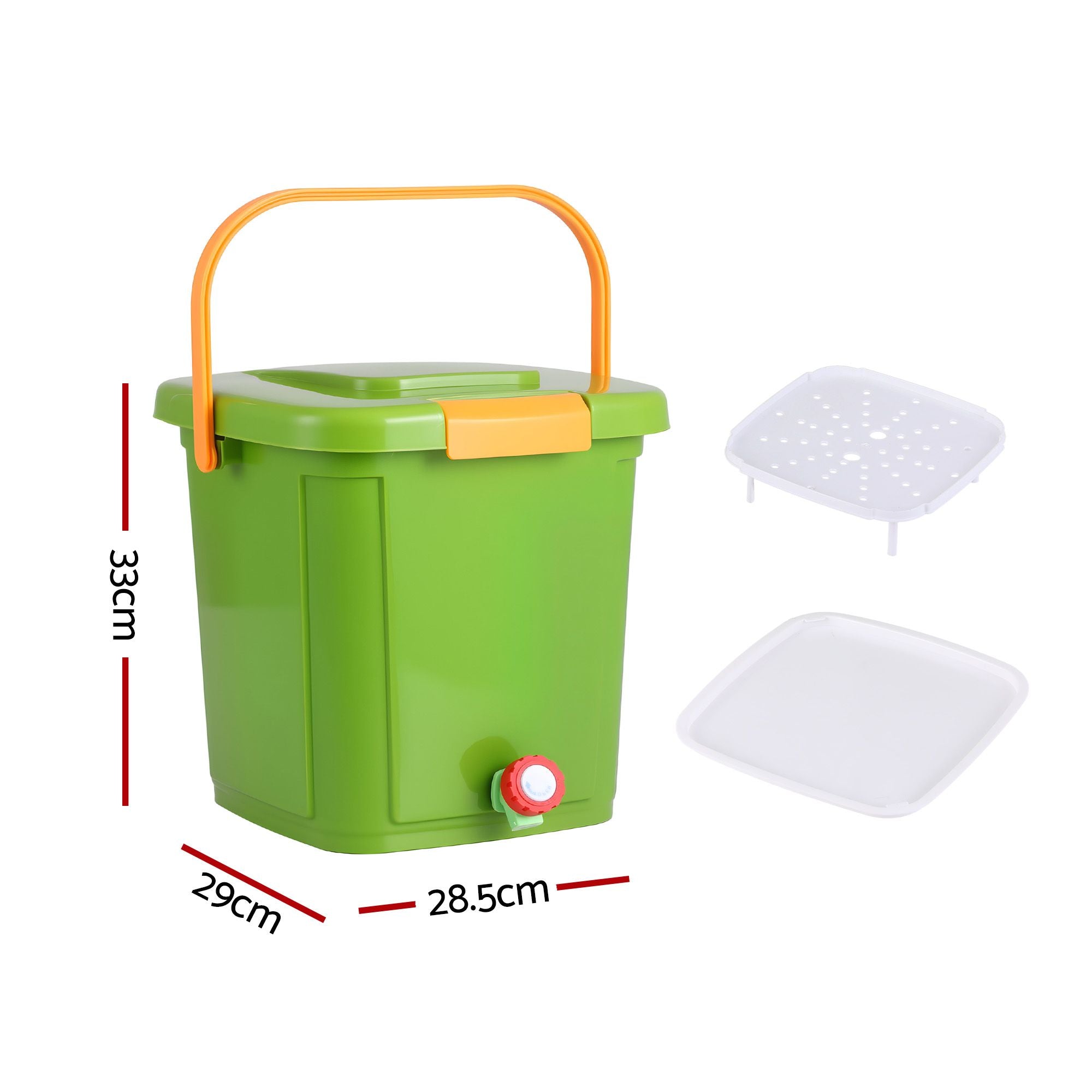 Gardeon 15L Kitchen Compost Bin Food Waste Caddy Drain Tap Green CBIN-15L-GN