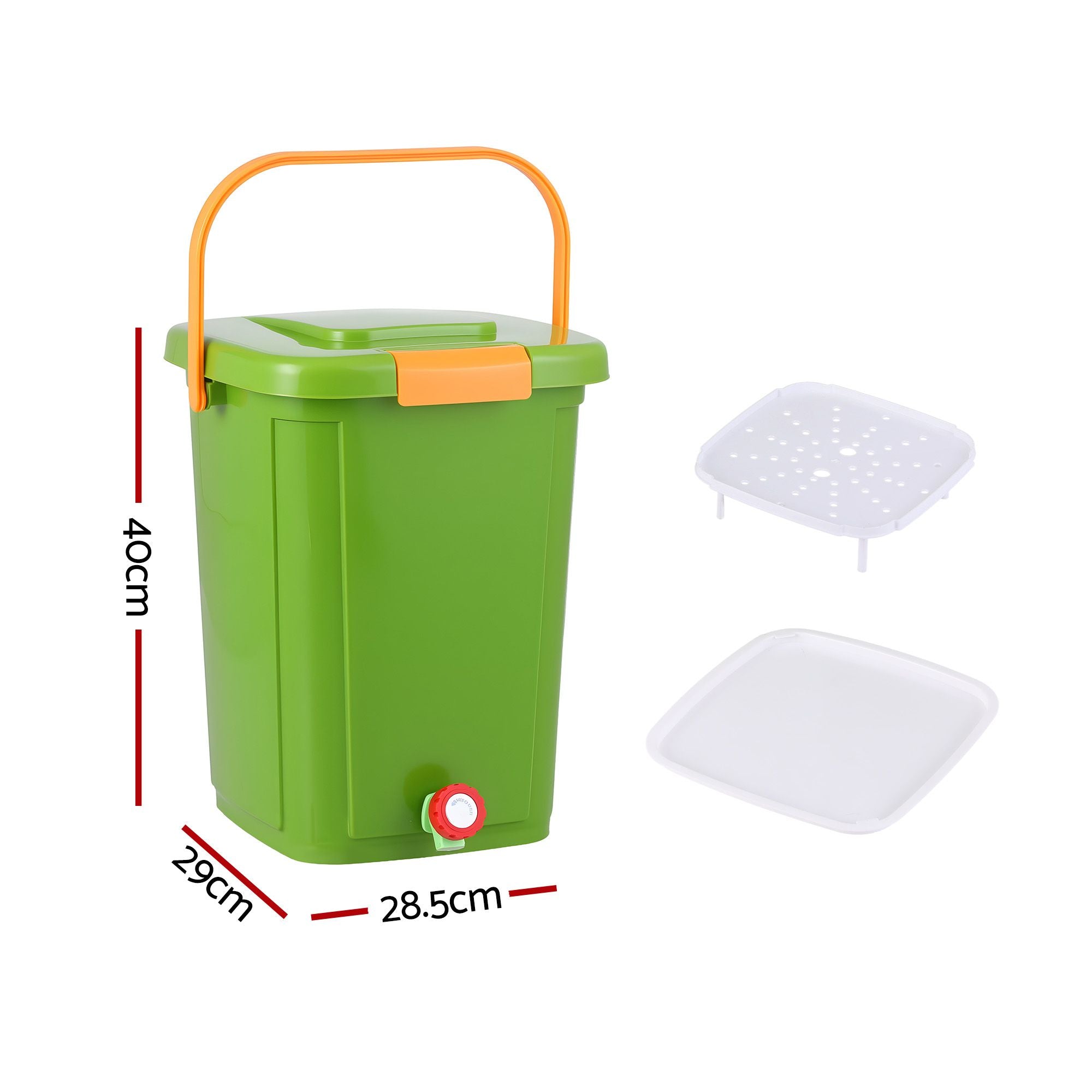 Gardeon 20L Kitchen Compost Bin Food Waste Caddy Drain Tap Green CBIN-20L-GN
