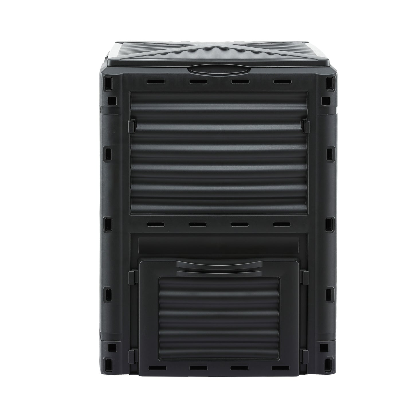 Gardeon Compost Bin 300L Heavy-Duty Black Outdoor Composter with Top Lid Bottom Door CBIN-300L-BK