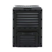 Gardeon Compost Bin 300L Heavy-Duty Black Outdoor Composter with Top Lid Bottom Door CBIN-300L-BK