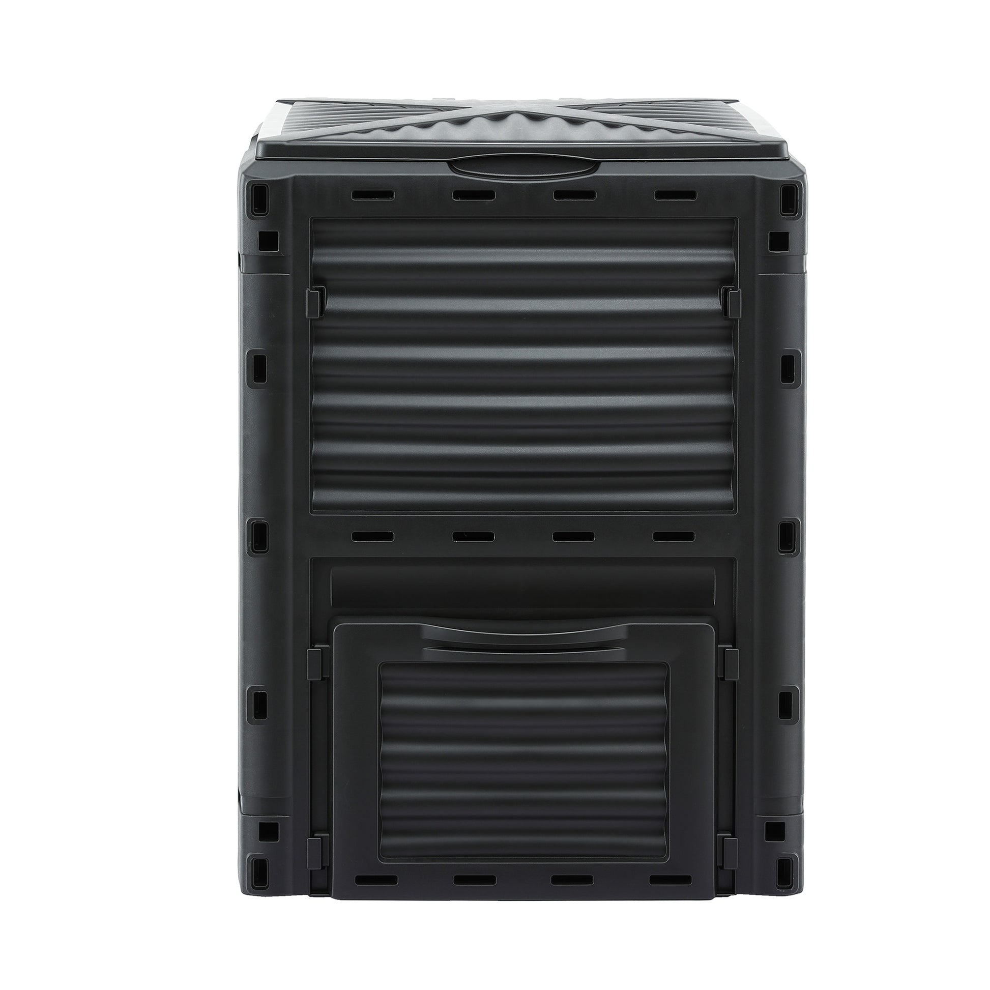 Gardeon Compost Bin 300L Heavy-Duty Black Outdoor Composter with Top Lid Bottom Door CBIN-300L-BK