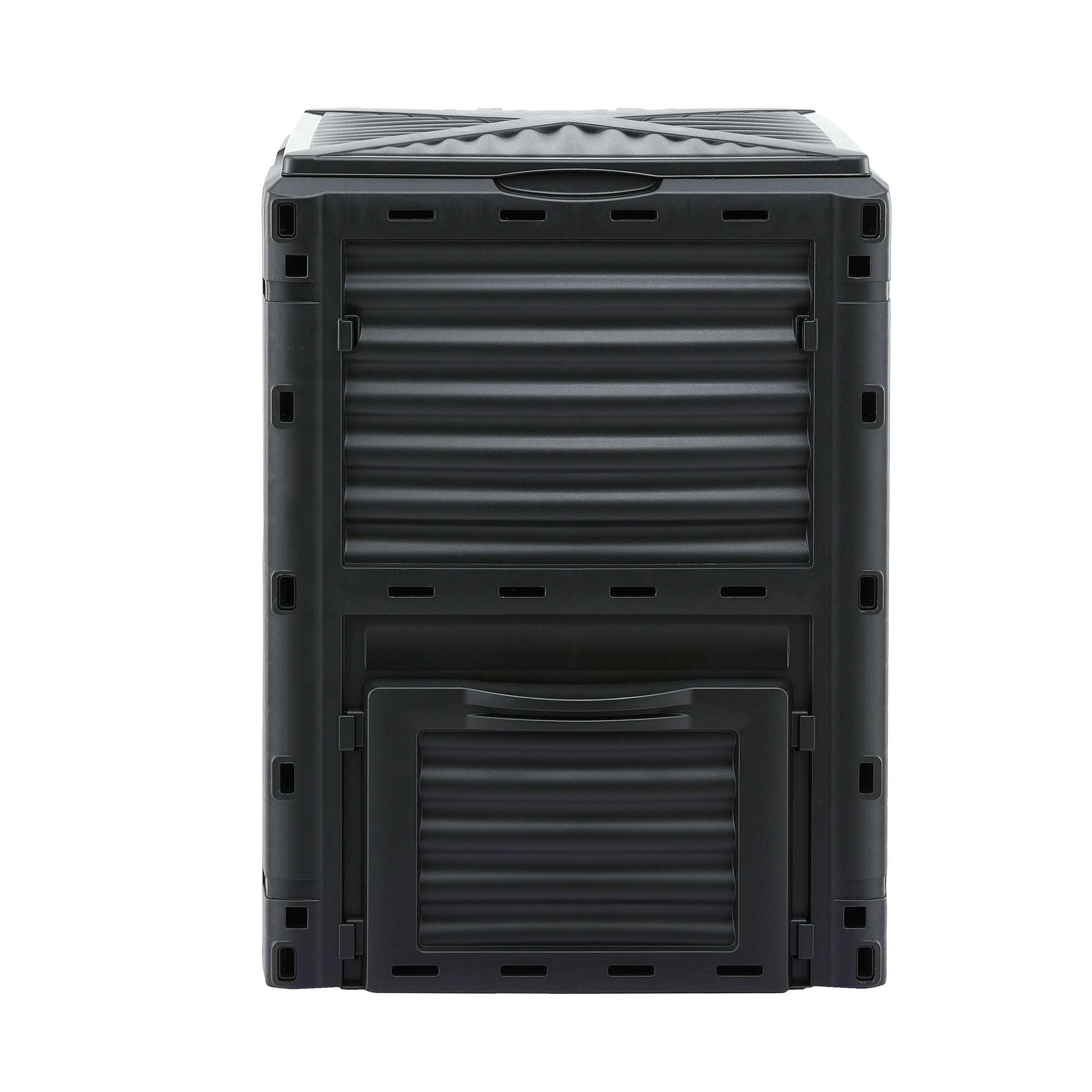 Gardeon Compost Bin 300L Heavy-Duty Black Outdoor Composter with Top Lid Bottom Door CBIN-300L-BK