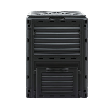 Gardeon Compost Bin 300L Heavy-Duty Black Outdoor Composter with Top Lid Bottom Door CBIN-300L-BK