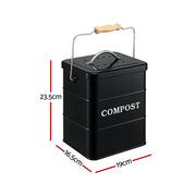 Gardeon 5L Compost Bin Kitchen Countertop Food Waste Caddy Black CBIN-3LVL-6L-BK