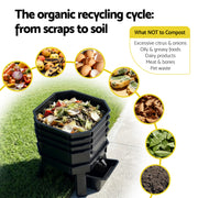 Gardeon Compost Bin 4-Tray Stackable Worm Farm Composter with Liquid Fertiliser Tap CBIN-4LVL-GNBK