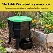 Gardeon Compost Bin 4-Tray Stackable Worm Farm Composter with Liquid Fertiliser Tap CBIN-4LVL-GNBK