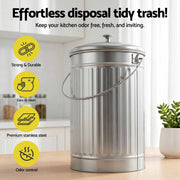 Gardeon Compost Bin Kitchen Countertop Food Waste Caddy 6L Silver CBIN-B120-SS