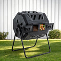 Gardeon Compost Bin Dual-Chamber 160L Composter Tumbler Rotating Garden Recycle Food Waste CBIN-DUAL-TBL-BK