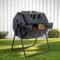 Gardeon Compost Bin Dual-Chamber 160L Composter Tumbler Rotating Garden Recycle Food Waste CBIN-DUAL-TBL-BK