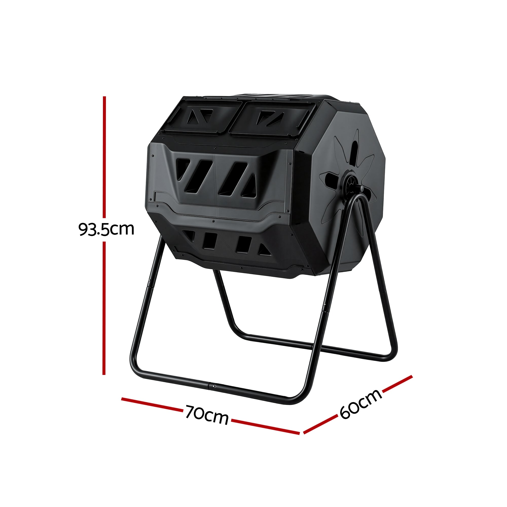 Gardeon Compost Bin Dual-Chamber 160L Composter Tumbler Rotating Garden Recycle Food Waste CBIN-DUAL-TBL-BK