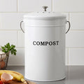Gardeon Compost Bin Kitchen Compost Caddy Food Waste Bin Bench White CBIN-ROUND-6L-WH