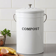 Gardeon Compost Bin Kitchen Compost Caddy Food Waste Bin Bench White CBIN-ROUND-6L-WH