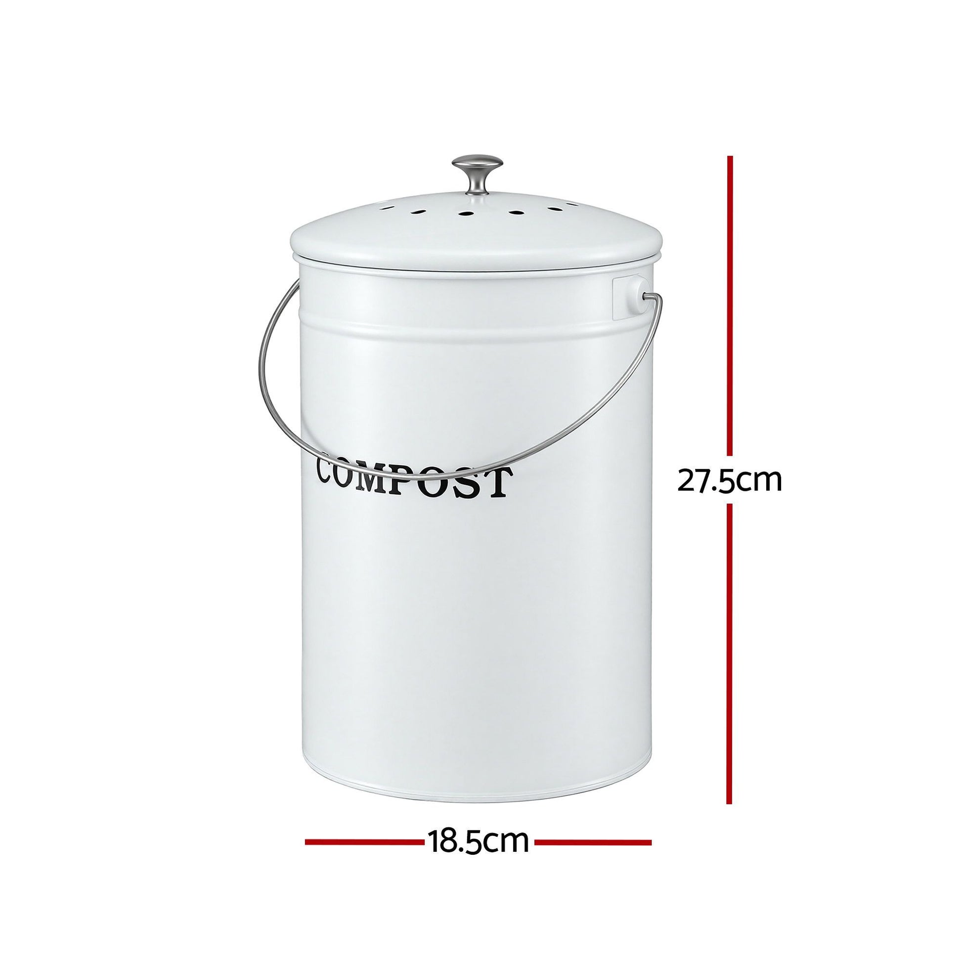 Gardeon Compost Bin Kitchen Compost Caddy Food Waste Bin Bench White CBIN-ROUND-6L-WH