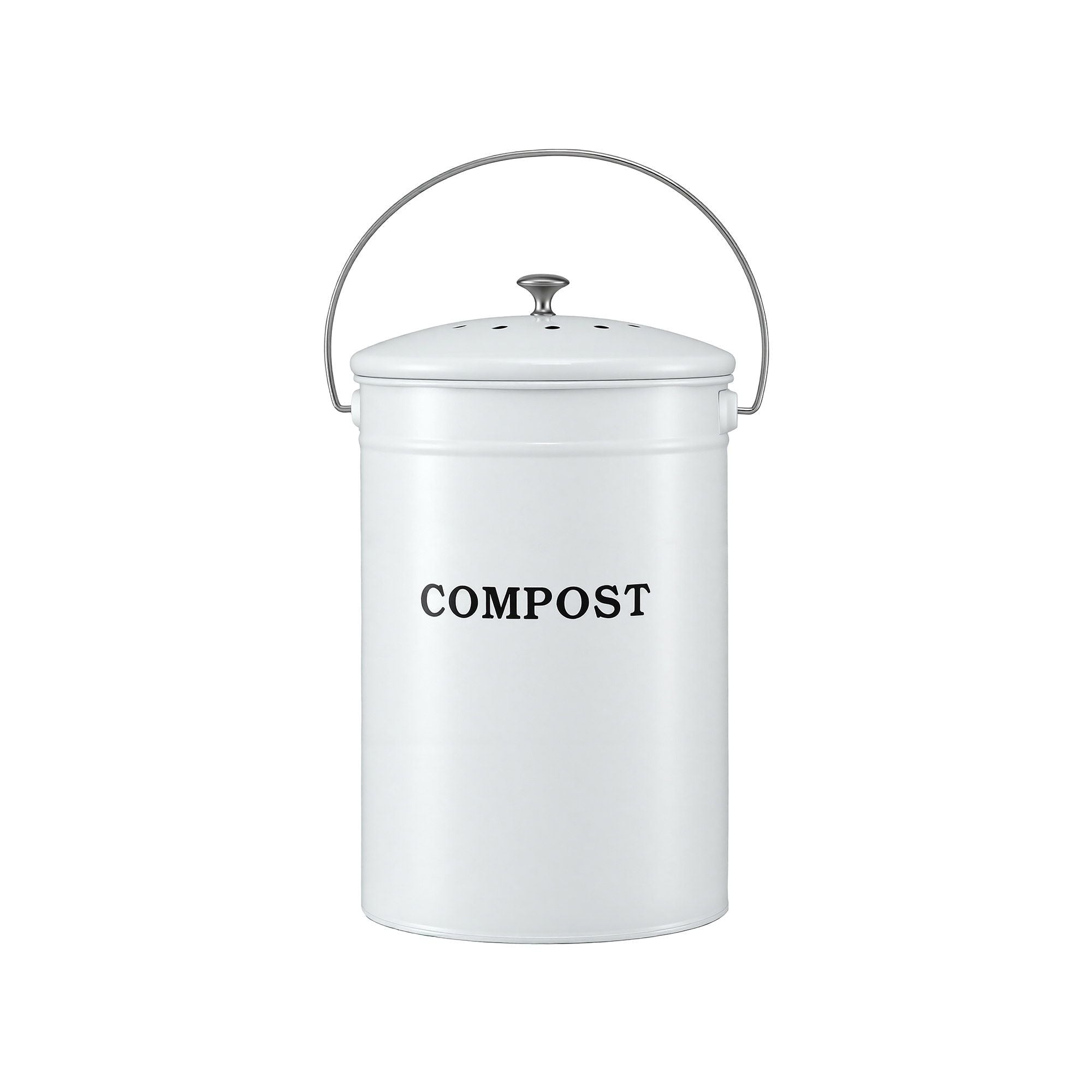 Gardeon Compost Bin Kitchen Compost Caddy Food Waste Bin Bench White CBIN-ROUND-6L-WH