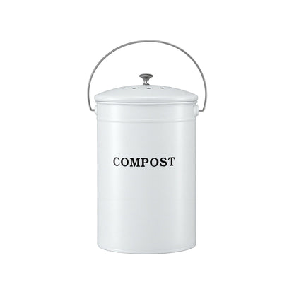 Gardeon Compost Bin Kitchen Compost Caddy Food Waste Bin Bench White CBIN-ROUND-6L-WH