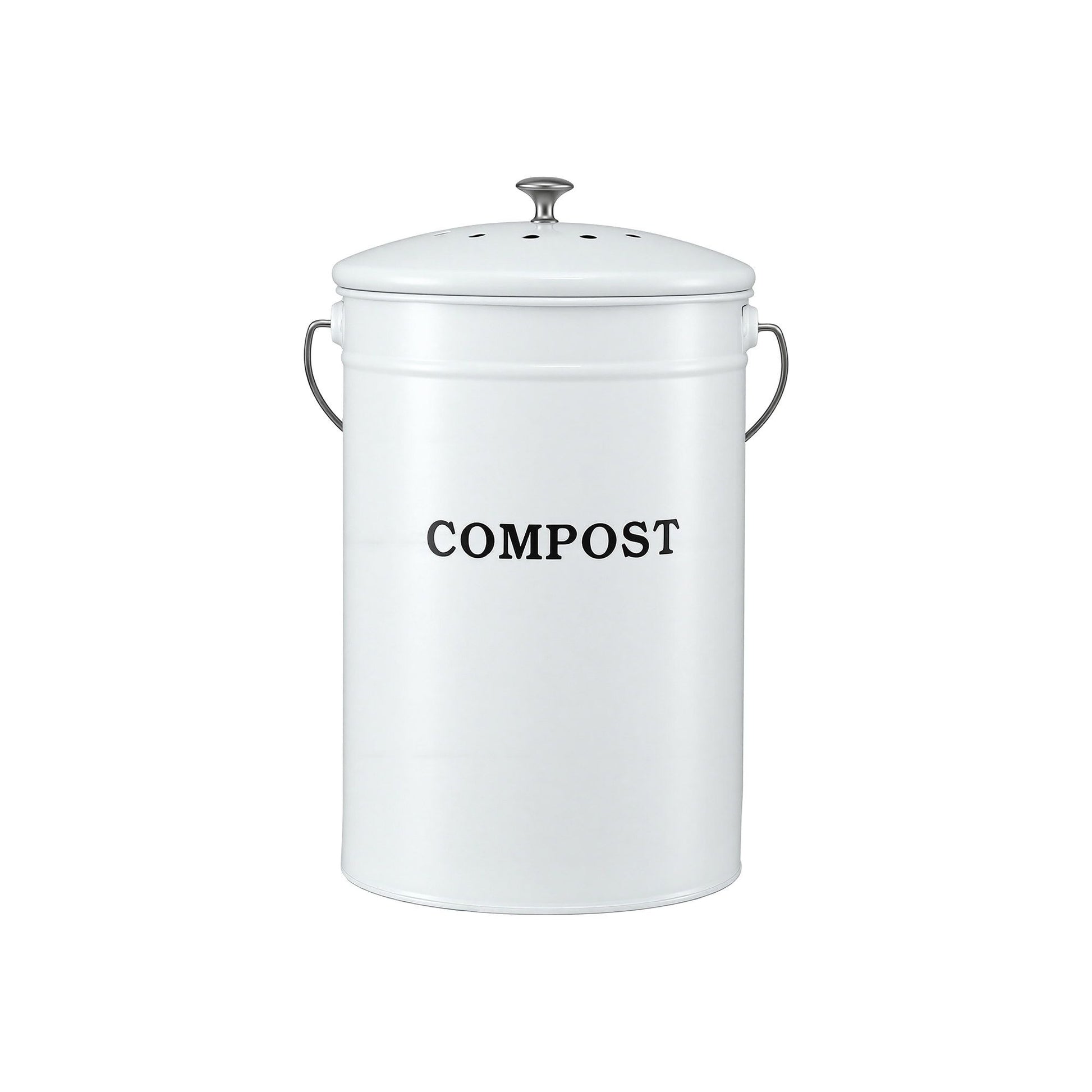 Gardeon Compost Bin Kitchen Compost Caddy Food Waste Bin Bench White CBIN-ROUND-6L-WH
