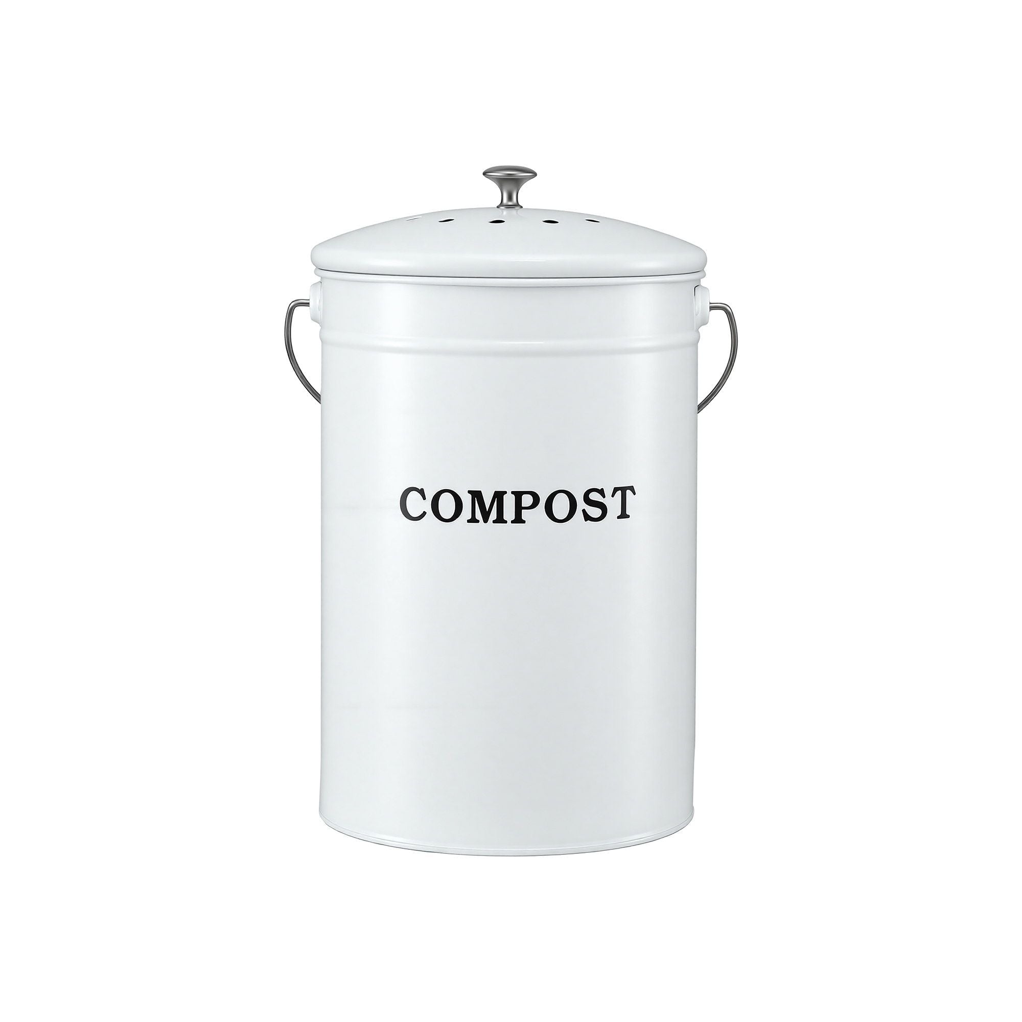 Gardeon Compost Bin Kitchen Compost Caddy Food Waste Bin Bench White CBIN-ROUND-6L-WH