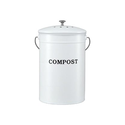 Gardeon Compost Bin Kitchen Compost Caddy Food Waste Bin Bench White CBIN-ROUND-6L-WH