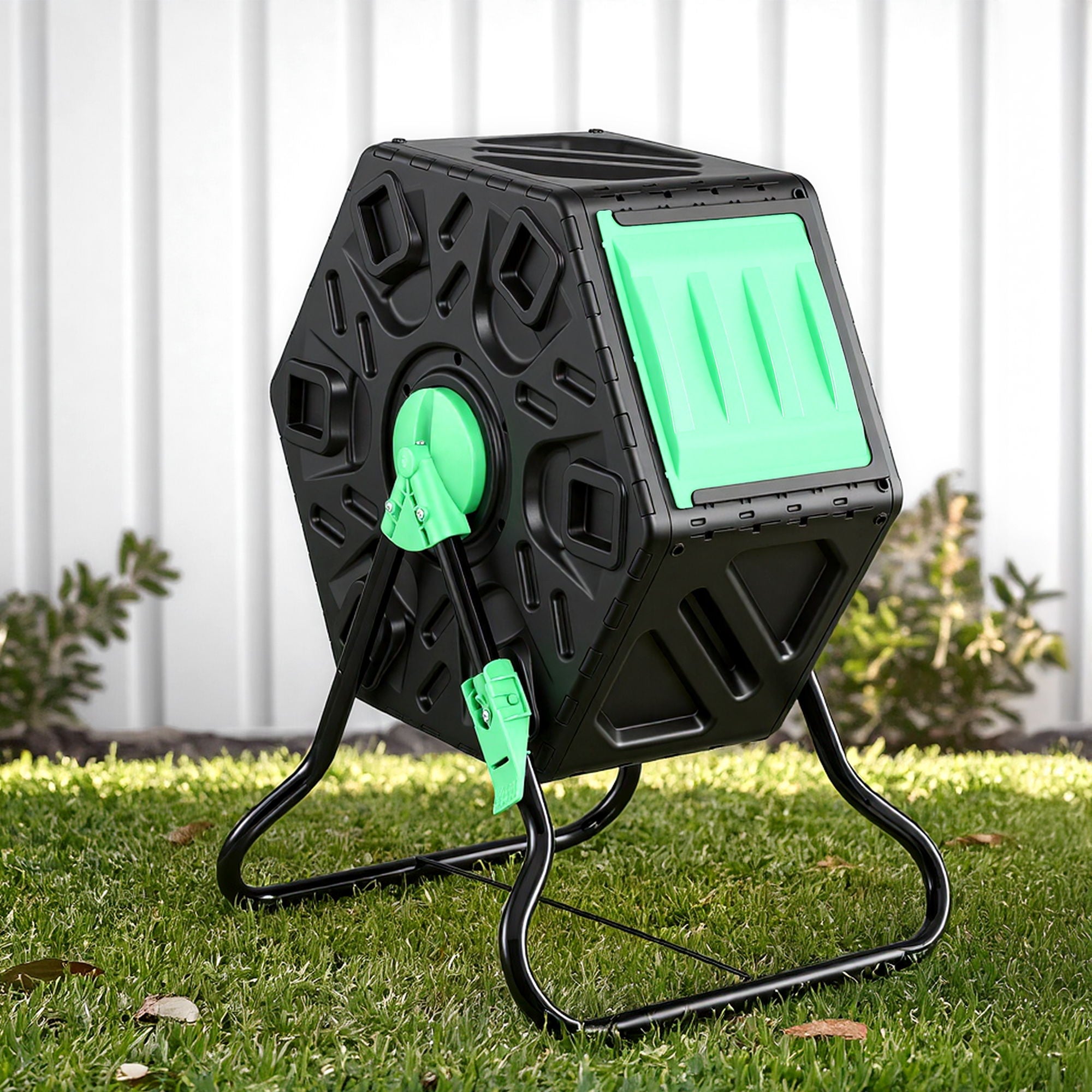 Gardeon Compost Bin 65L Composter Tumbler Rotating Outdoor With Sliding Door CBIN-SING-GNBK