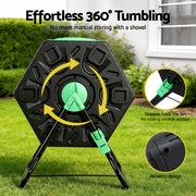 Gardeon Compost Bin 65L Composter Tumbler Rotating Outdoor With Sliding Door CBIN-SING-GNBK