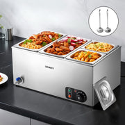 Devanti Commercial Food Warmer Bain Marie 4 Electric Buffet Pans CBM-BMC3V-SS