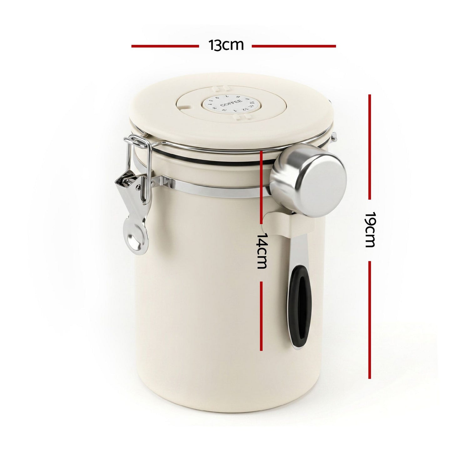 5-Star Chef 1.8L Stainless Steel Coffee Bean Storage Container Coffee Canister CBS-1800ML-BE