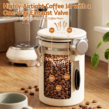 5-Star Chef 1.8L Stainless Steel Coffee Bean Storage Container Coffee Canister CBS-1800ML-BE