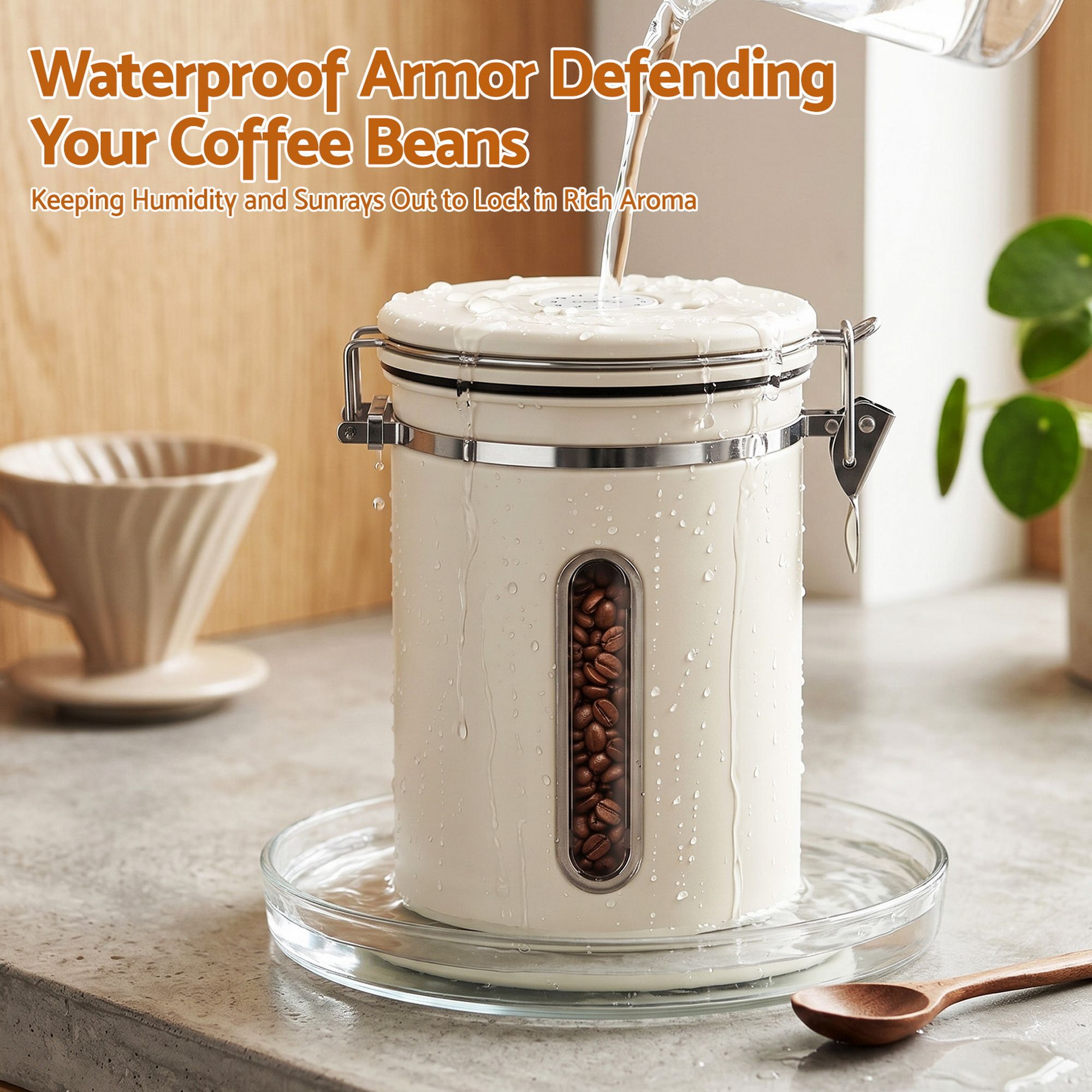5-Star Chef 1.8L Stainless Steel Coffee Bean Storage Container Coffee Canister