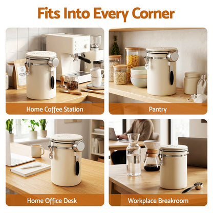 5-Star Chef 1.8L Stainless Steel Coffee Bean Storage Container Coffee Canister CBS-1800ML-BE