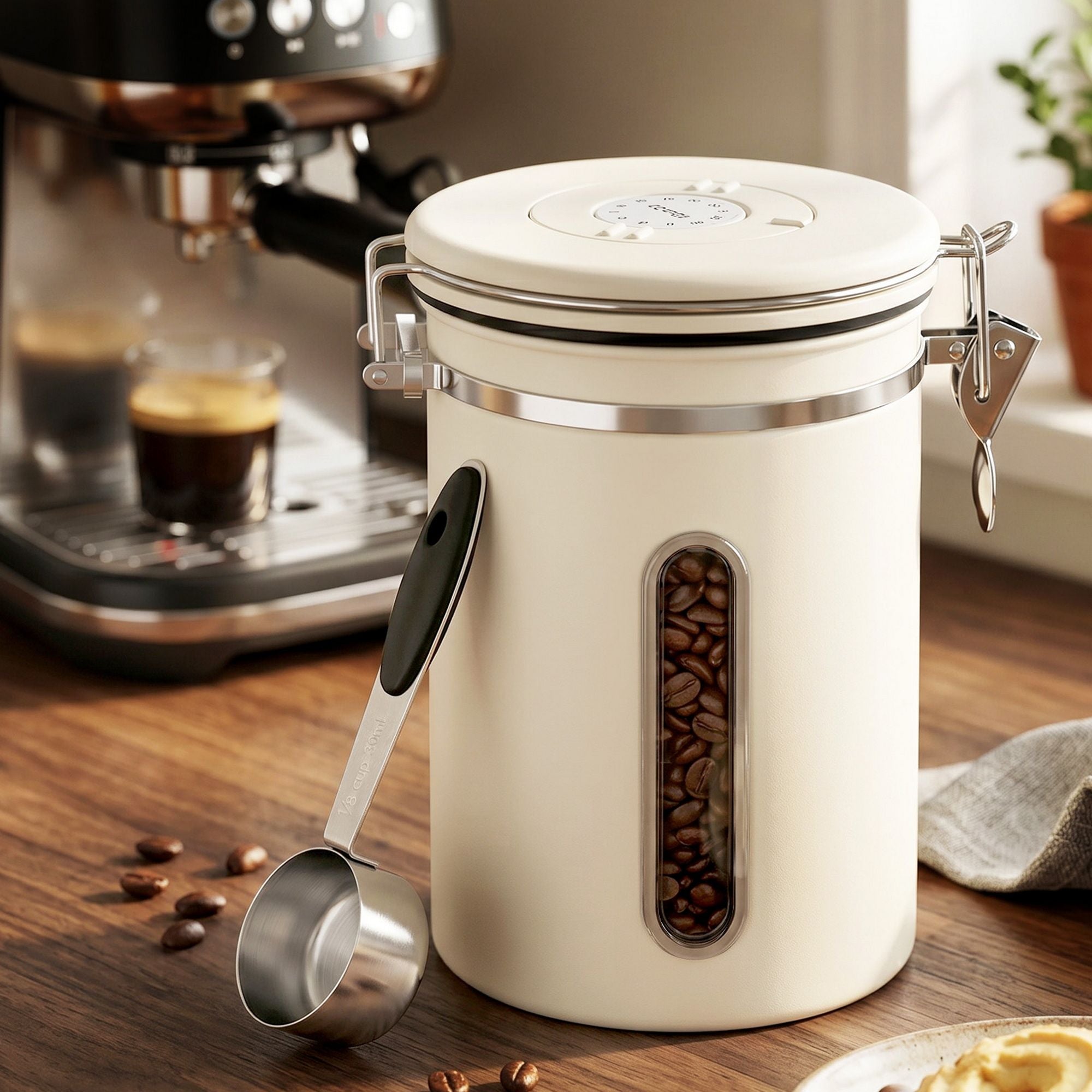 5-Star Chef 1.8L Stainless Steel Coffee Bean Storage Container Coffee Canister