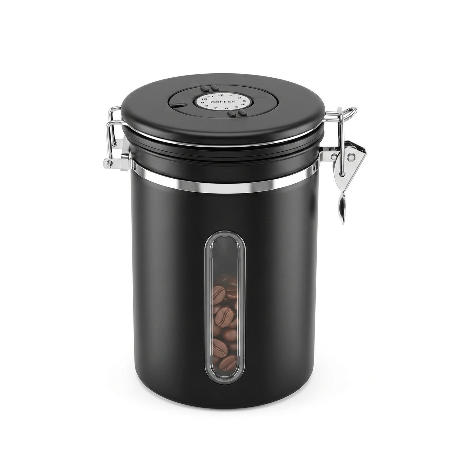 5-Star Chef 1.8L Stainless Steel Coffee Bean Storage Container Coffee Canister CBS-1800ML-BK