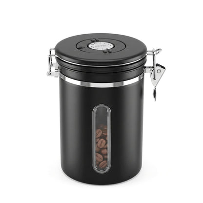 5-Star Chef 1.8L Stainless Steel Coffee Bean Storage Container Coffee Canister CBS-1800ML-BK