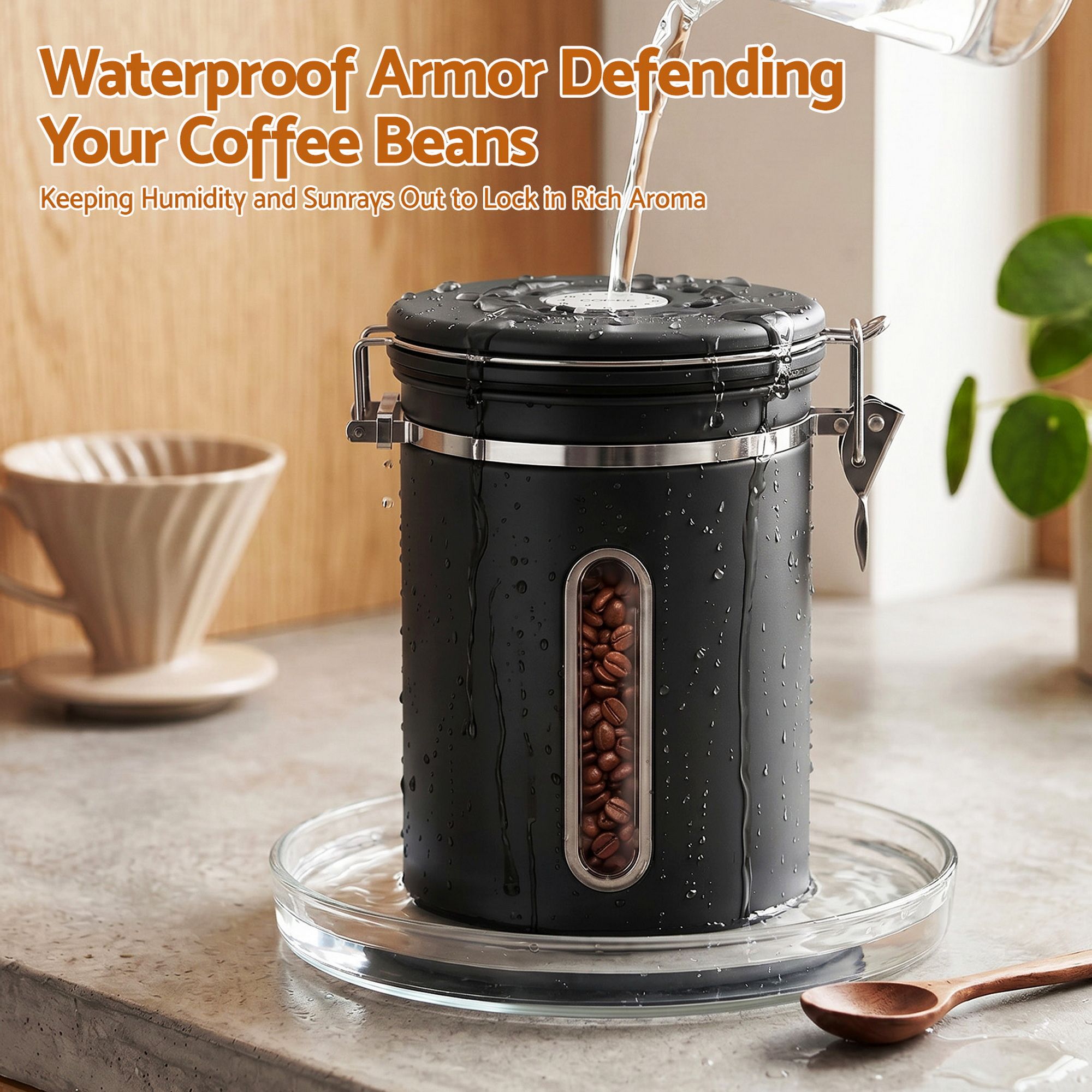 5-Star Chef 1.8L Stainless Steel Coffee Bean Storage Container Coffee Canister
