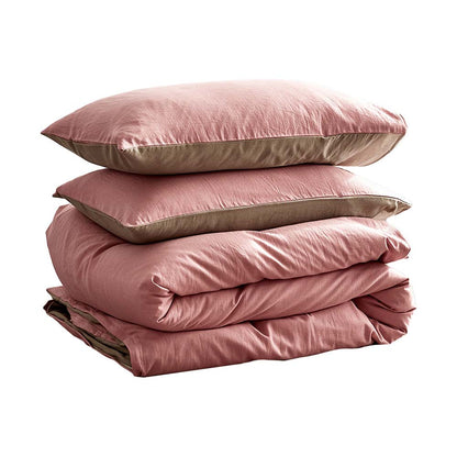 Cosy Club Cotton Cover Quilt Cover Set Blush Beige Double CC-QUILTSET-D-PK-BR
