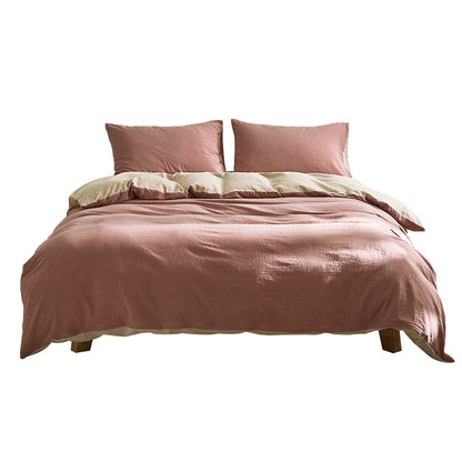 Cosy Club Cotton Cover Quilt Cover Set Vanilla Rhubarb Double CC-QUILTSET-D-RD-BG