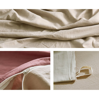 Cosy Club Cotton Cover Quilt Cover Set Vanilla Rhubarb Double CC-QUILTSET-D-RD-BG
