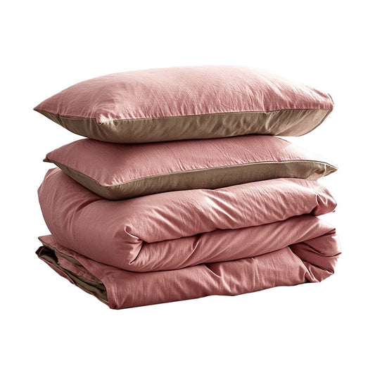 Cosy Club Cotton Cover Quilt Cover Set Blush Beige Single CC-QUILTSET-S-PK-BR