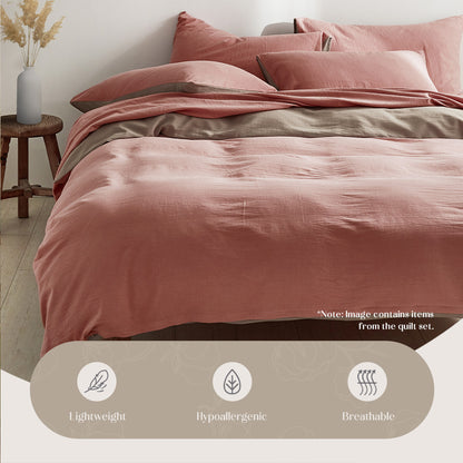 Cosy Club Cotton Cover Quilt Cover Set Blush Beige Single CC-QUILTSET-S-PK-BR