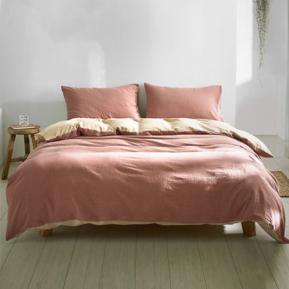 Cosy Club Cotton Cover Quilt Cover Set Vanilla Rhubarb Single CC-QUILTSET-S-RD-BG