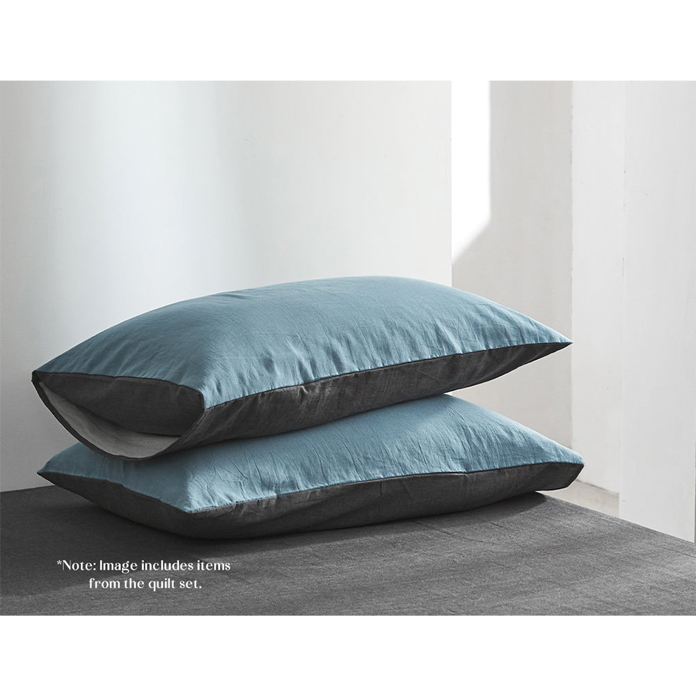 Cosy Club Cotton Bed Sheets Set Blue Grey Cover Double CC-SHEETSET-D-BL-DBL