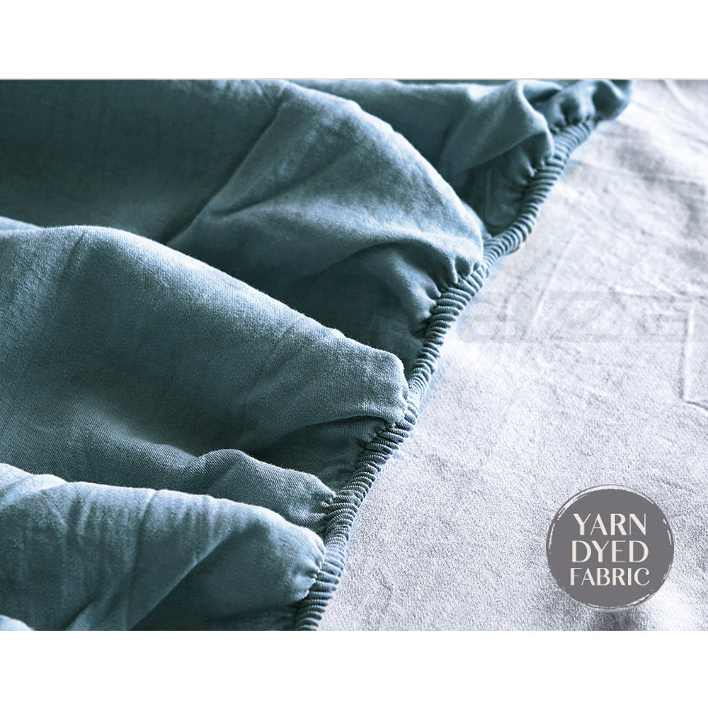 Cosy Club Cotton Bed Sheets Set Blue Grey Cover Double CC-SHEETSET-D-BL-DBL