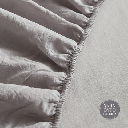 Cosy Club Washed Cotton Sheet Set Grey Double CC-SHEETSET-D-GY-GY